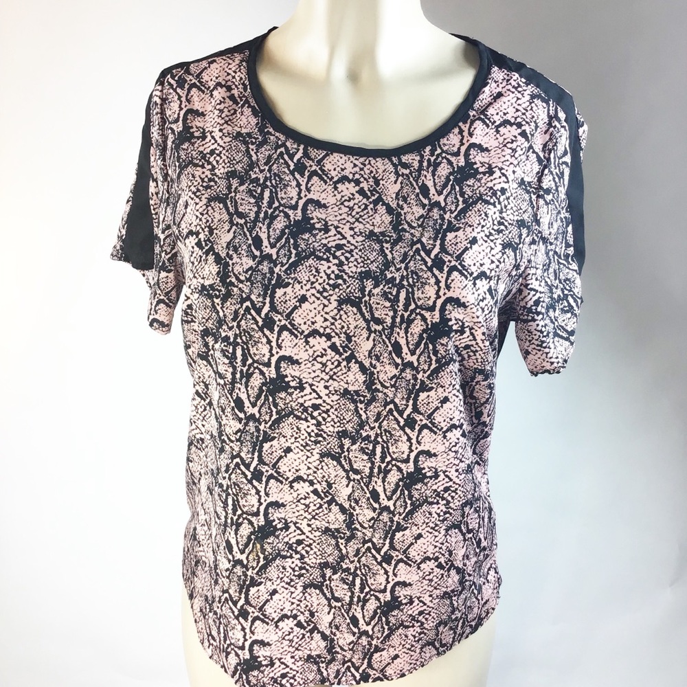 Olivia Moon Career Blouse Sz large pink black